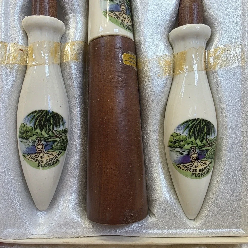 MCM Cottagecore Kitschy Florida Hostess Server Set Salt & Pepper Shakers Box